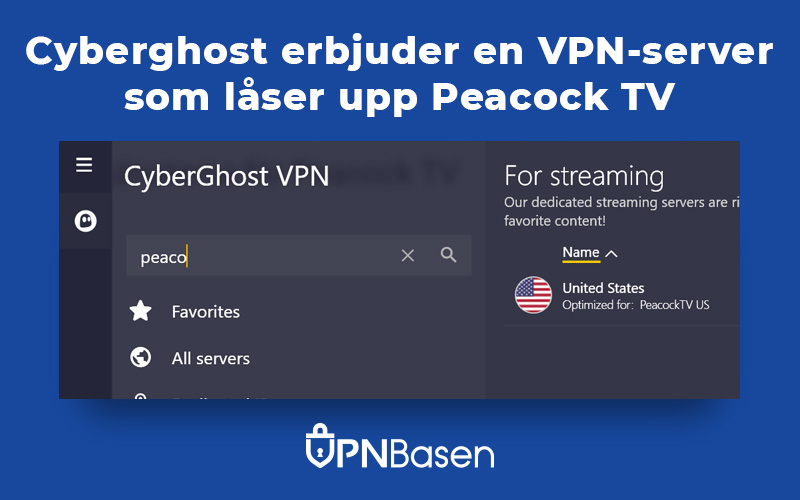 Cyberghost laser upp Peacock TV
