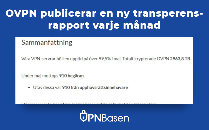 OVPN publicerar en ny transperensrapport varje manad