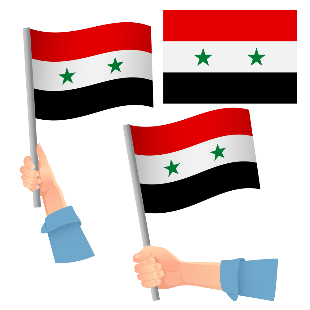 Man som viftar pa syrisk flagga 1
